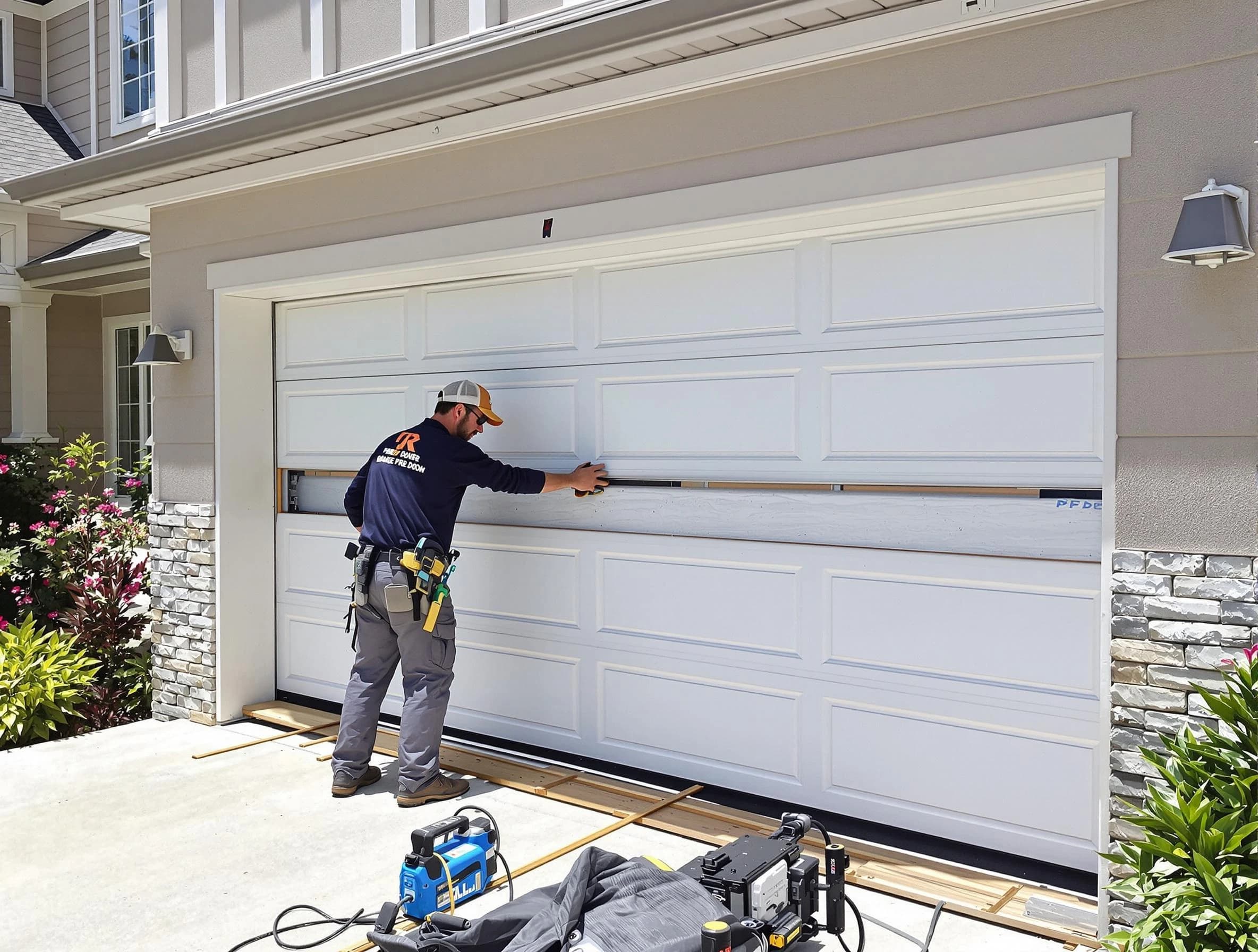 Druid Hills Garage Door Repair team performing complete garage door replacement at Druid Hills residence