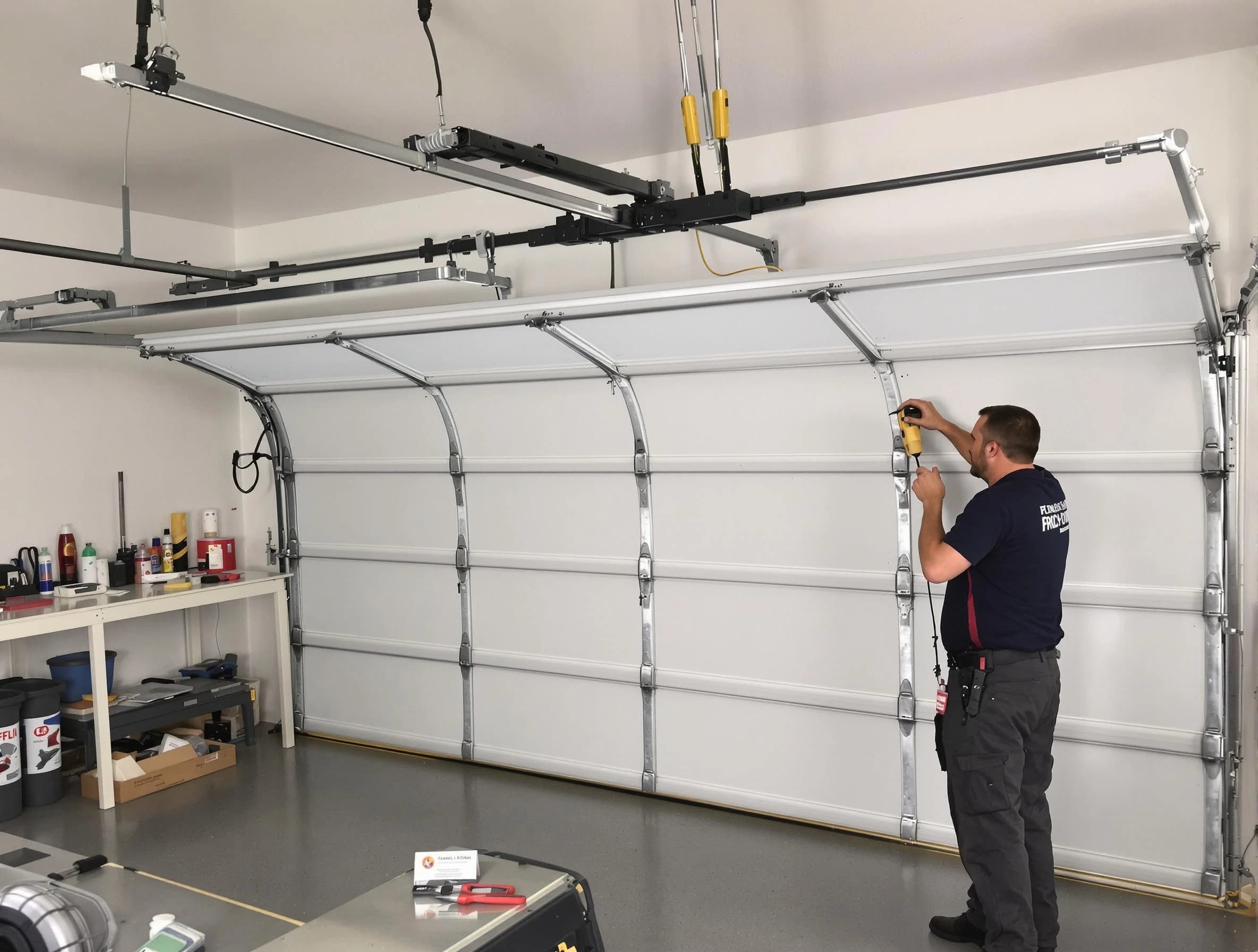Druid Hills Garage Door Repair certified technician performing overhead door system repair in Druid Hills