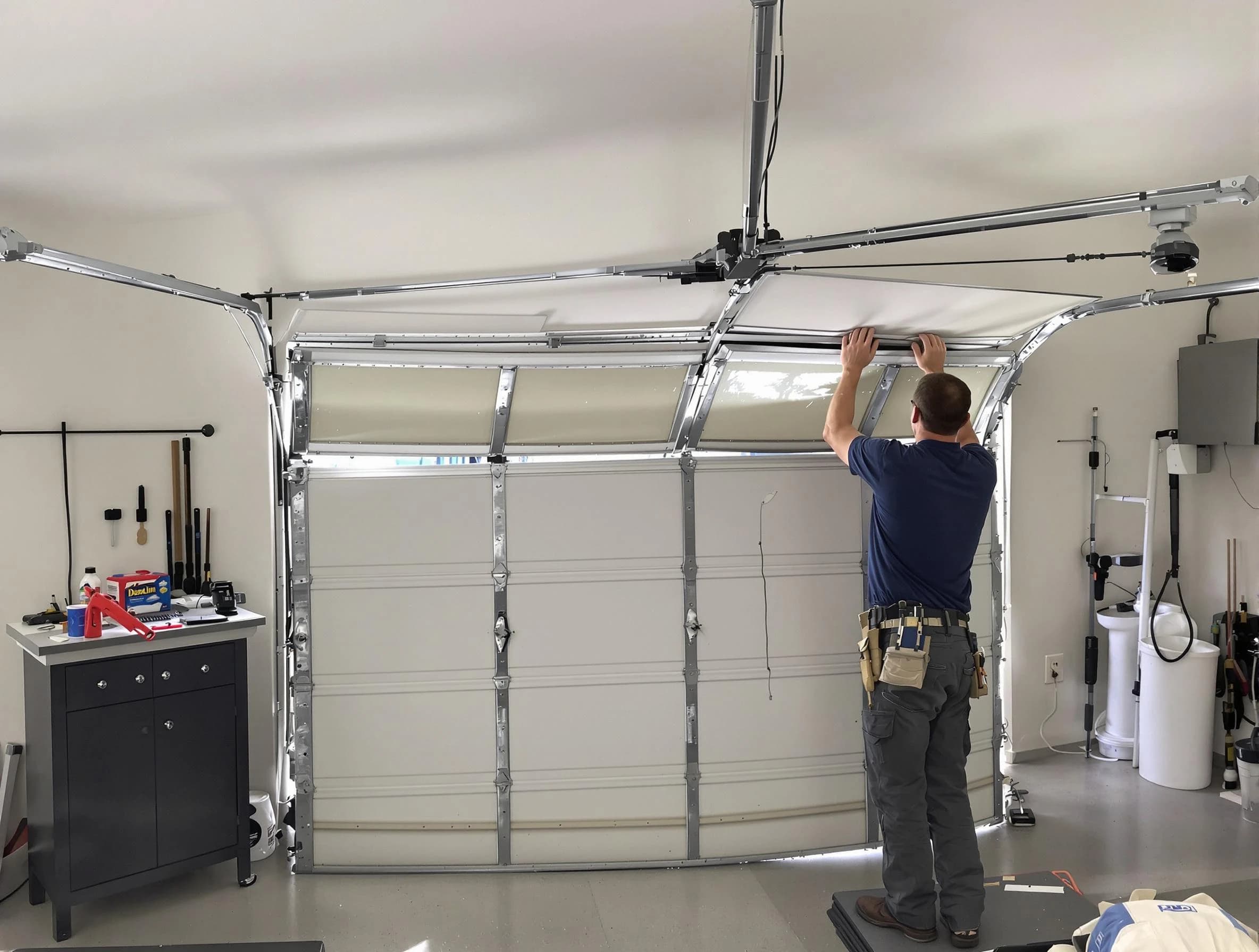 Druid Hills Garage Door Repair specialist performing precise section replacement on Druid Hills garage door