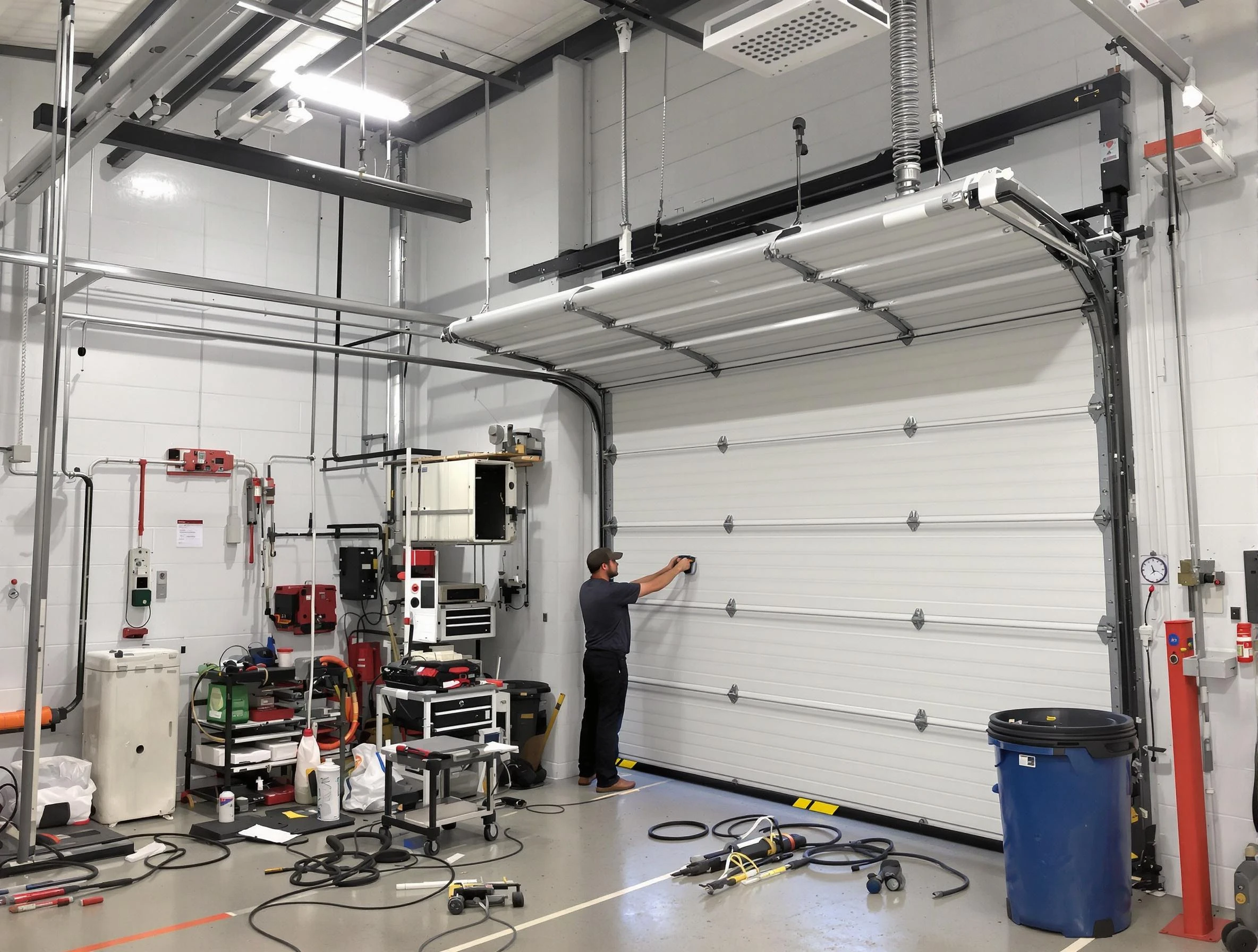 Druid Hills Garage Door Repair certified technician performing commercial door repair at a Druid Hills business facility