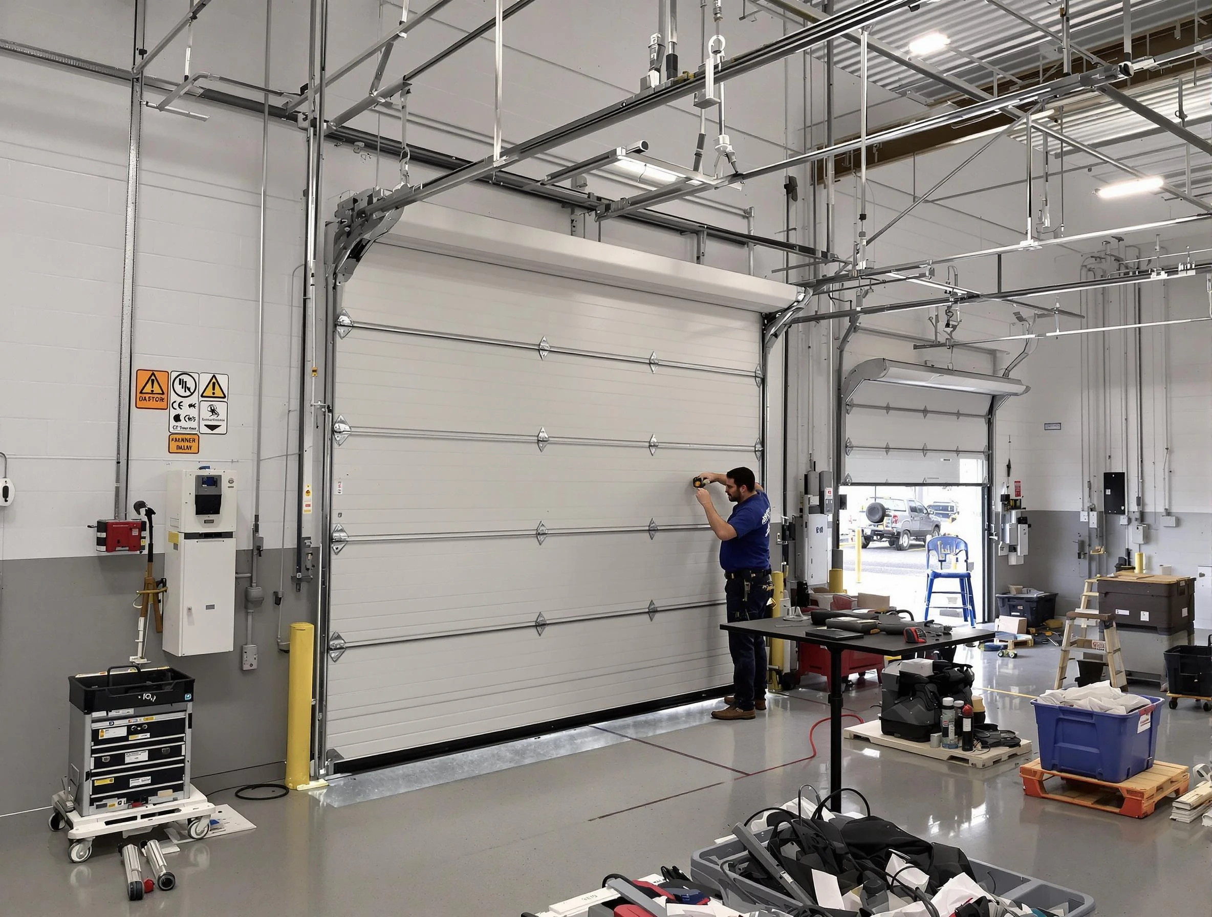 Commercial garage door repair being performed by Druid Hills Garage Door Repair expert in Druid Hills