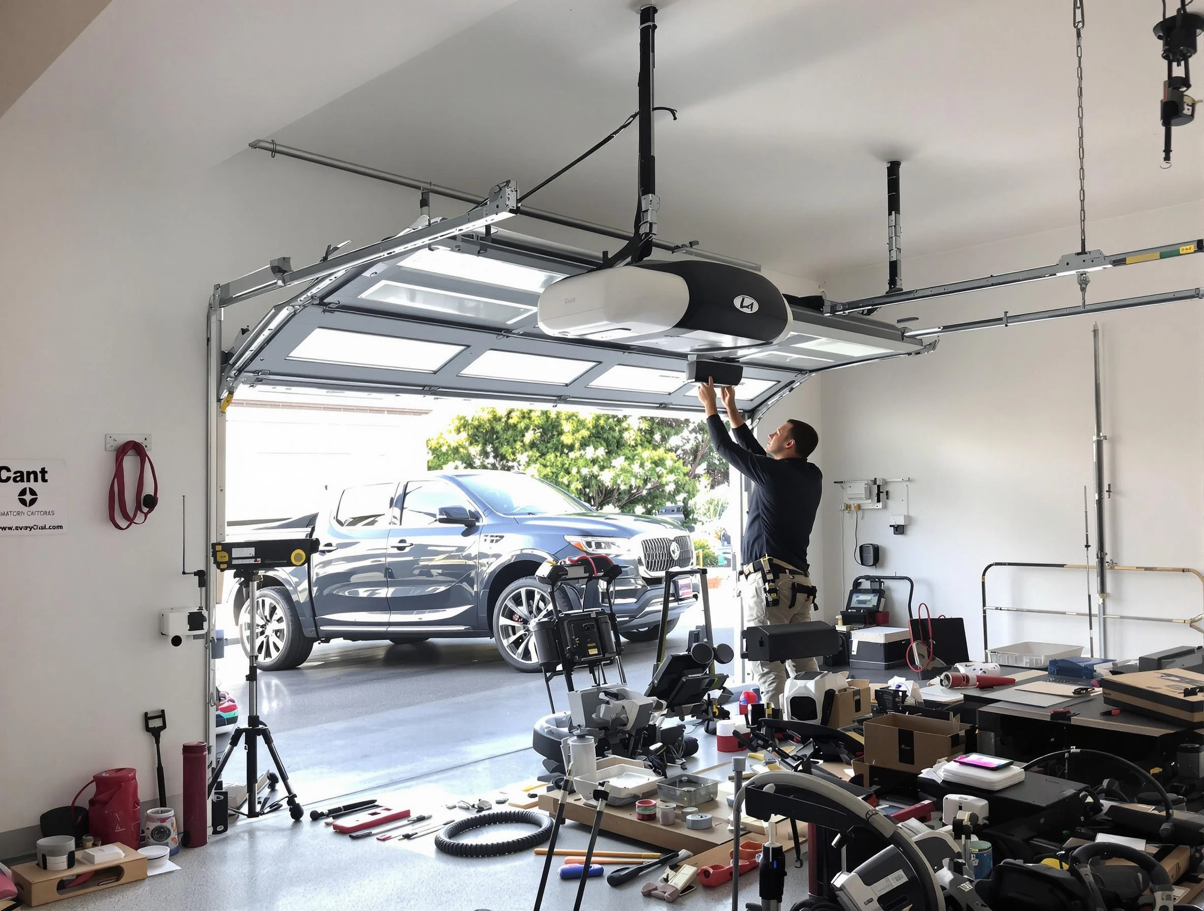 Druid Hills Garage Door Repair specialist installing smart garage door opener system in Druid Hills home
