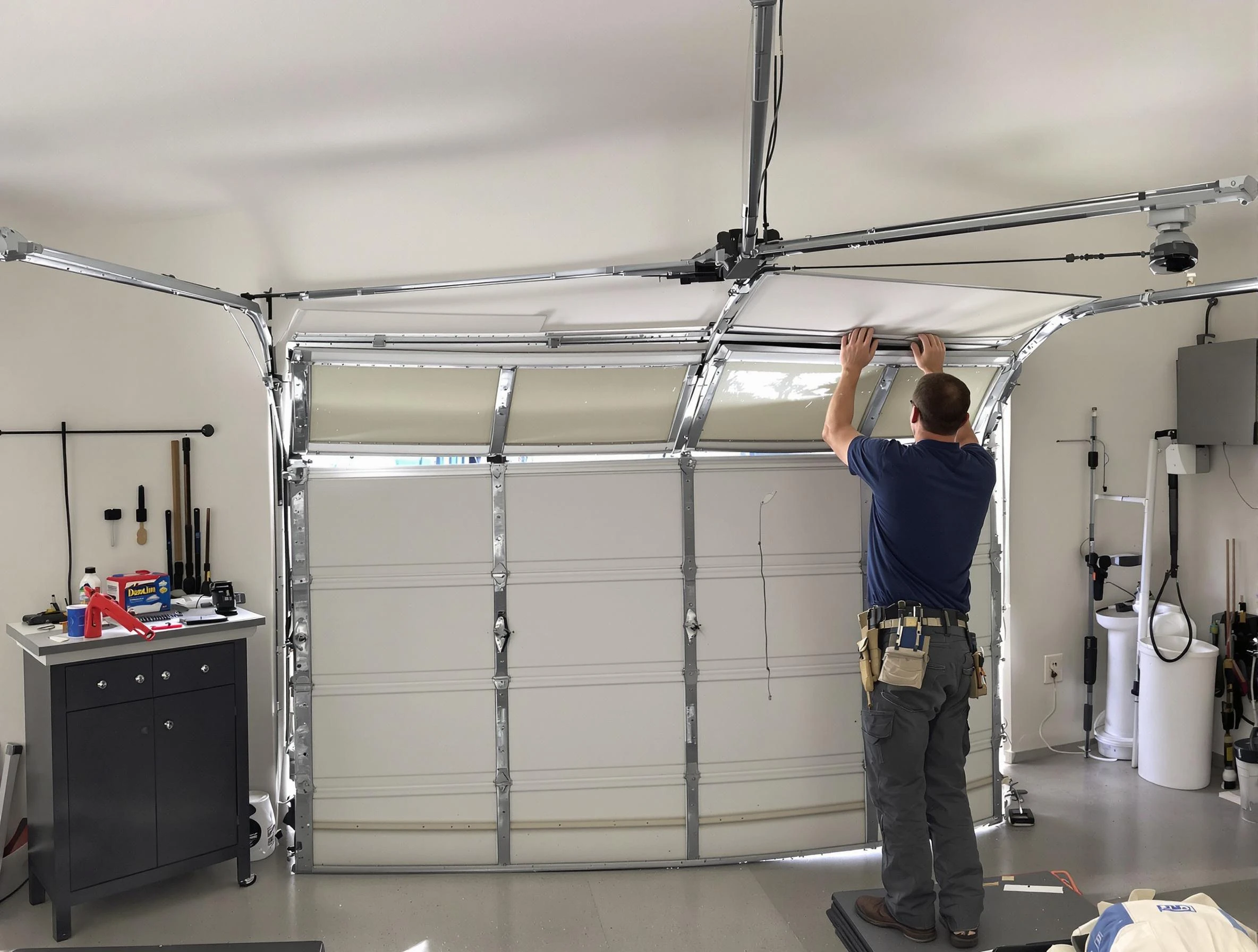 Druid Hills Garage Door Repair specialist performing precise section replacement on Druid Hills garage door